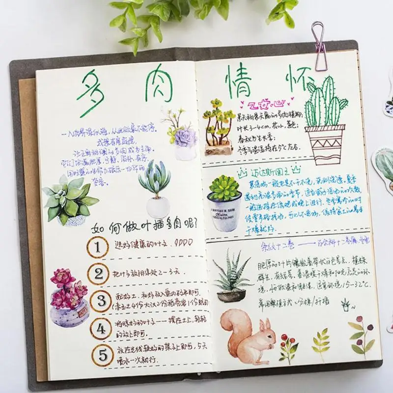 

50pcs Creative Diary Journal Mini Paper Plants Sticker Flakes for DIY Scrapbook/Photo Album Decoration Baby Educational Toy Gift