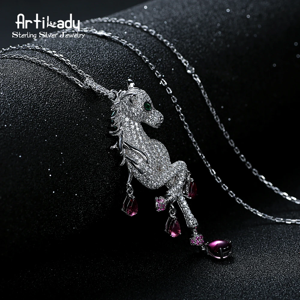 

Artilady delicate unicorn necklace CZ stone pendant necklace 925 silver jewelry for women party gift dropshipping