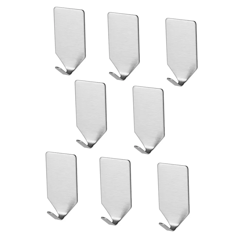 

8pcs Stainless Steel Adhesive Hook Strong Wall Hanger Waterproof Kitchen Bathroom Shower Towel Rack Holder Hooks with Stickers