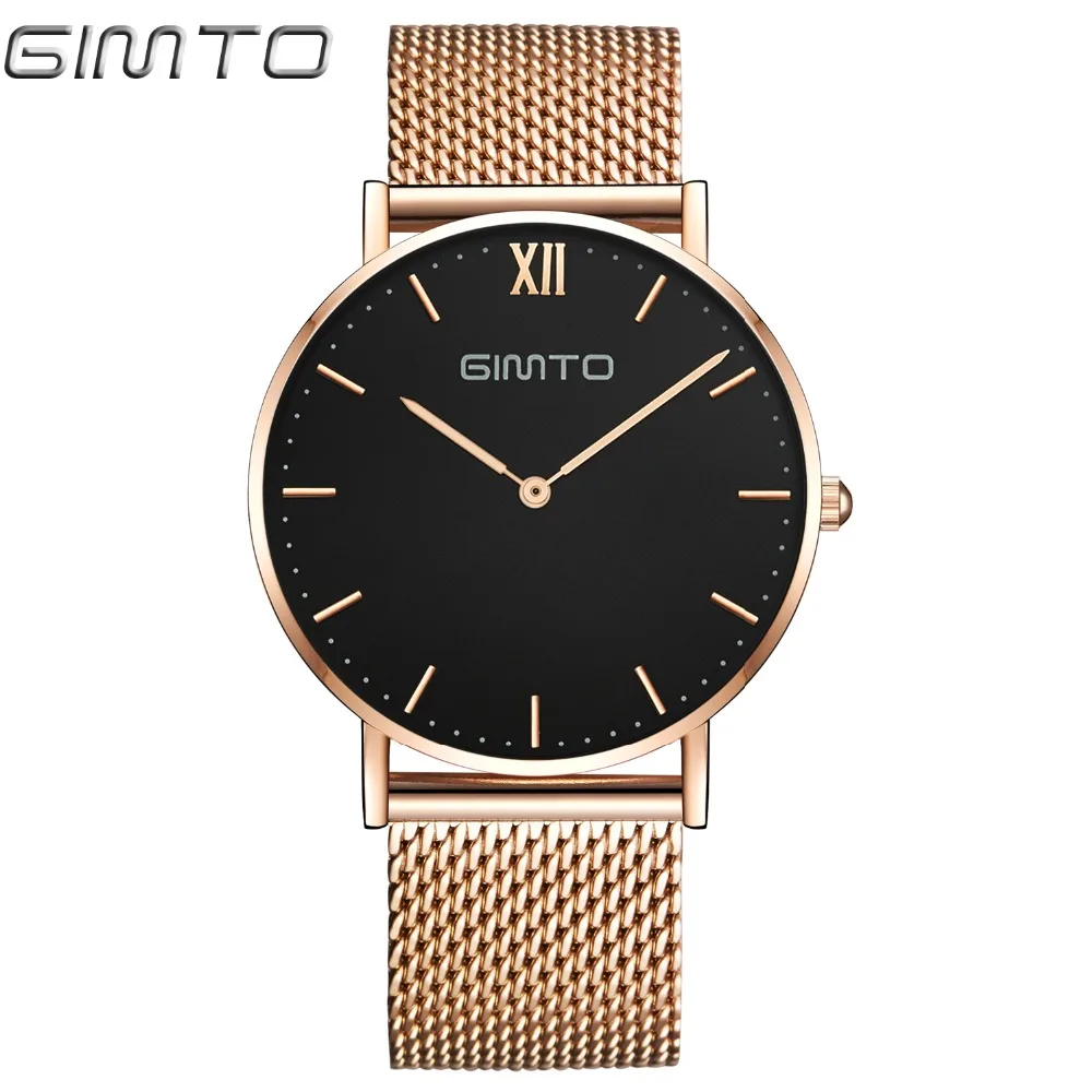 

GIMTO Brand Luxury Rose Gold Women Watches Clock Dress Steel Bracelet Lovers Quartz Wristwatch Female Sport Watch Relogio Montre