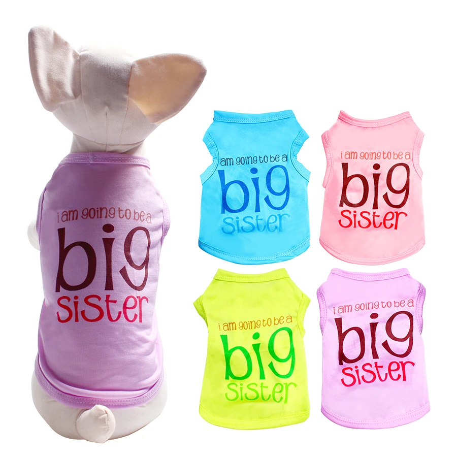 

Dog Vest Printed Big Sister Candy Color Polyster Comfortable And Breathable Ultra Thin Dog Summer Shirt Puppy Tshirt Xs-L