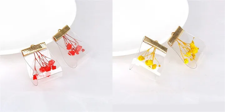 3  2pcs PVC Dried Flower Pendant For Hand Made Diy Earrings Necklace Jewelry Marking Stud Earrings Ear Clip Jewelry Accessories