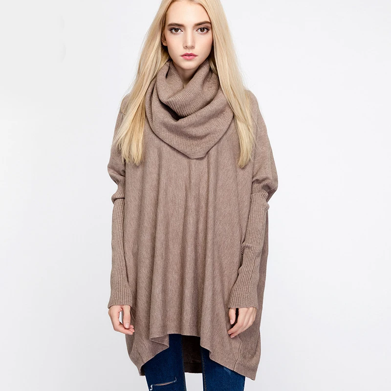 Loose turtleneck bat cardigan long sleeved sweater Pullover Sweater Womens winter sweater (3)