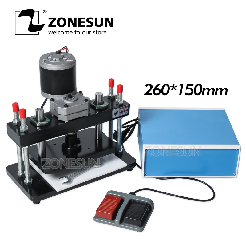 ZONESUN 26x15 см электрическая машина для высечки кожи фотобумага ПВХ/Eva лист формы резак высечки инструмент для кликера