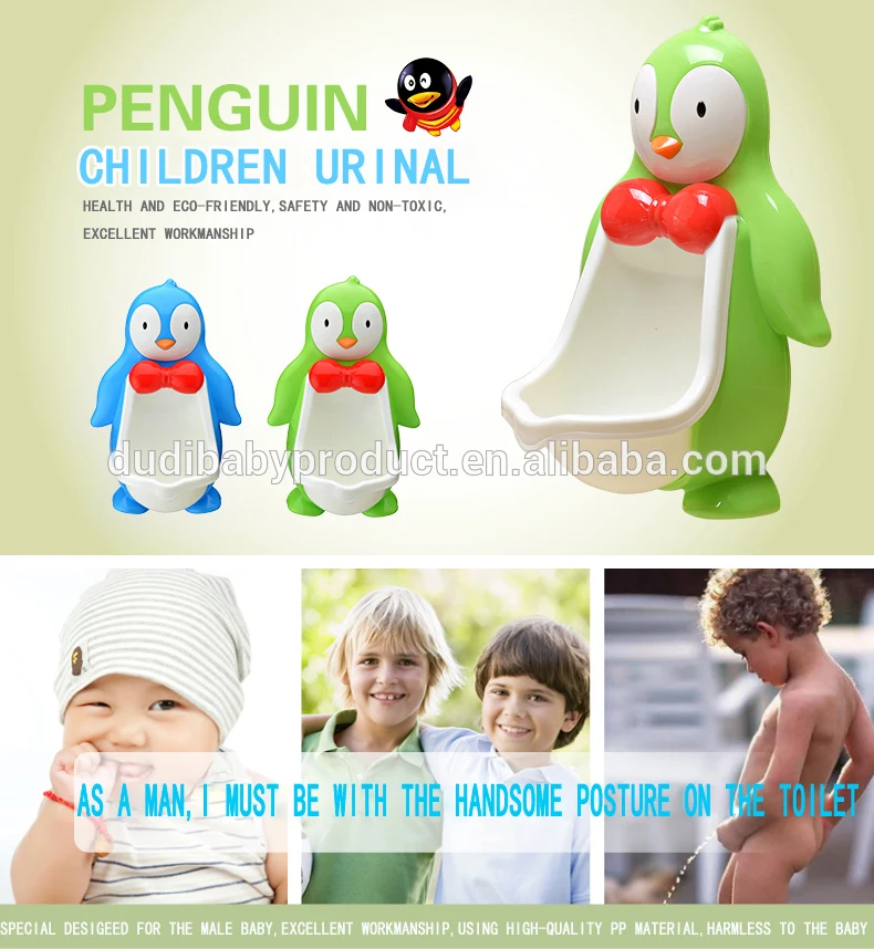 Милый мультфильм Пингвин горшок Для детей малышей тренировочные писсуар Пластик горшки для маленьких мальчиков настенный
