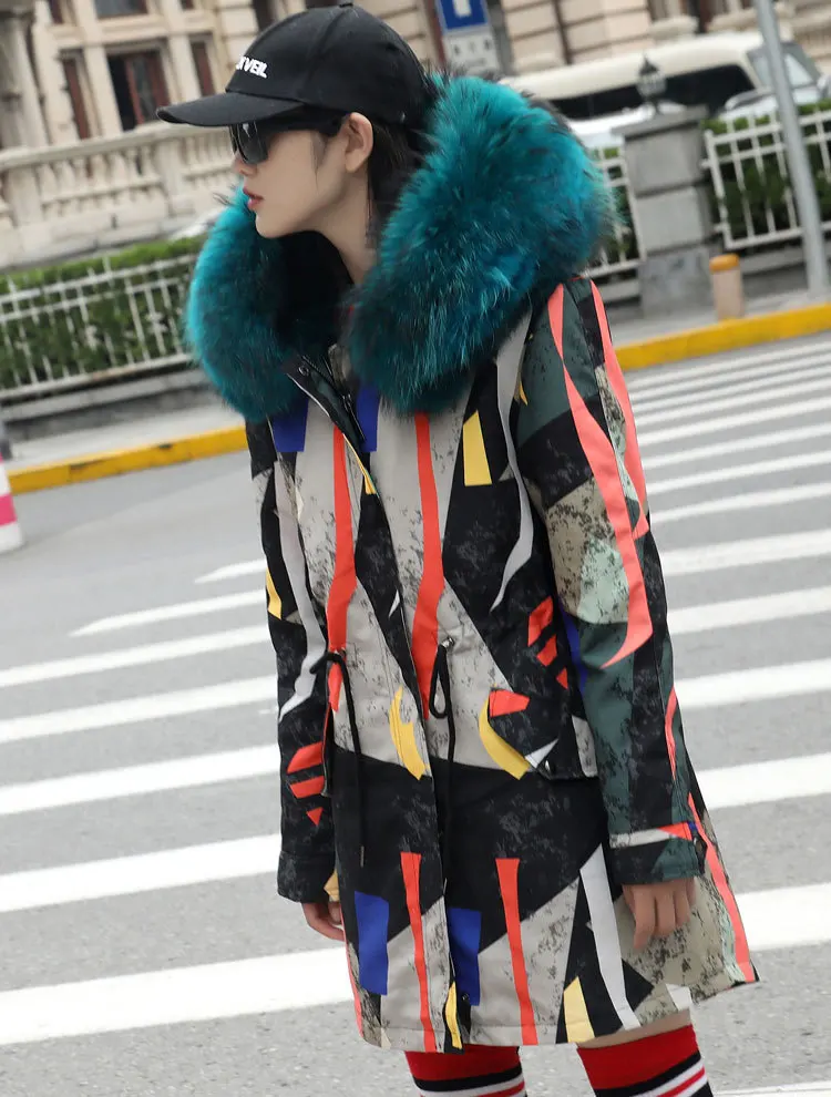

2018 Winter Plus Size Streetwear Winter Long Thick Coat Women Fox Fur Thick Warm Fur Medium with Fox Fur Collar Jackets