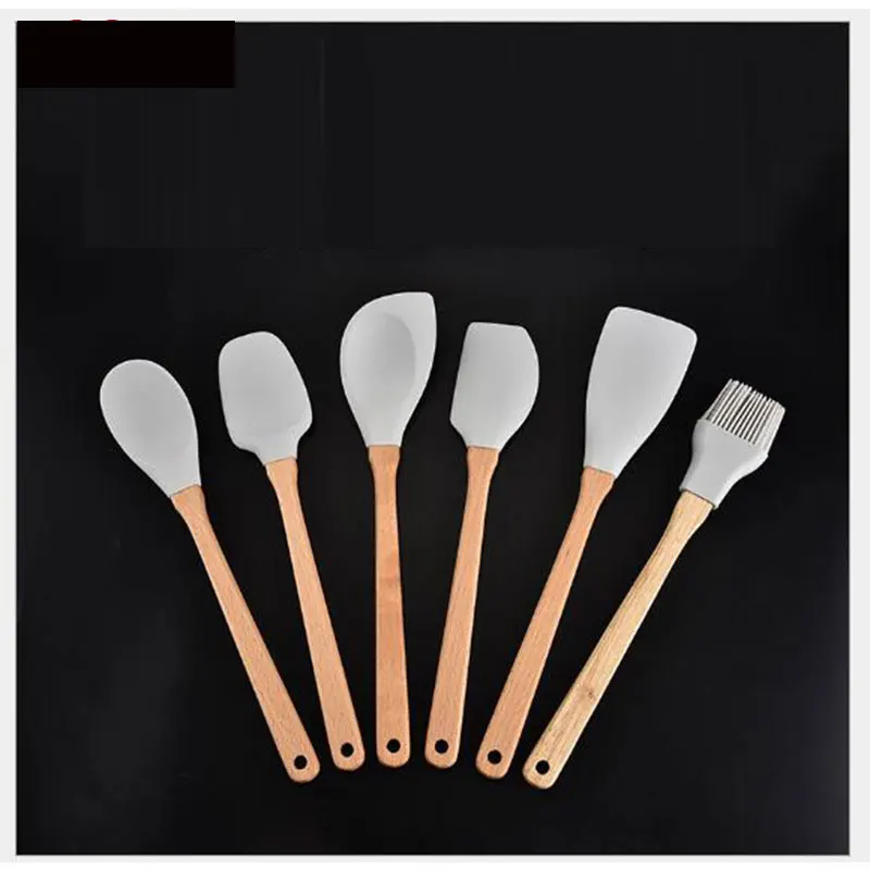 6 PCS Cooking Tool Sets Food Grade Silicone Oil Spraying Temperature Resistance Non-stick Kitchen Utensils Spoon Set