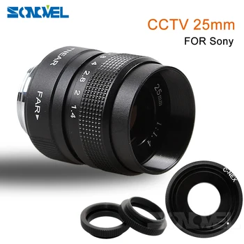 

25mm CCTV F1.4 TV Movie lens+C Mount+Metal lens hood For Sony E Mount A6100 A6000 A5100 A5000 A3000 NEX-VG20 NEX-VG30 NEX-V900