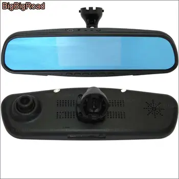 

BigBigRoad For Jetta 2013 Car Mirror DVR Camera Blue Screen Dual Lens Video Recorder Dash Cam with Original Bracket