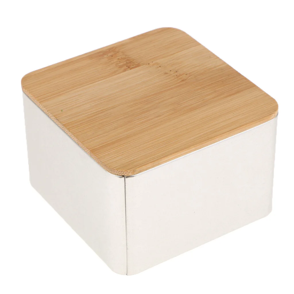 Bamboo Lid Storage Boxes Wooden Containers Organizer Tea Storage Box Caddy Jars Coffee Cans