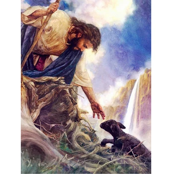 

GLymg Diy Diamond Embroidery Manual Craft Painting Jesus Redeemer Lamb 5d Diamond Painting Grey Rat Diamond Wall Arts Decor