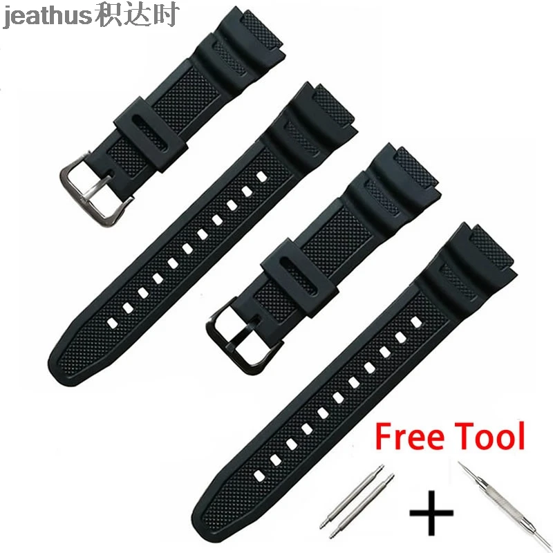 Jeathus watchband convex PU strap 18*25mm rubber silicone bracelet replace for casio AE-1300WH,W-216H,F-108WH,SGW500 w735 800h