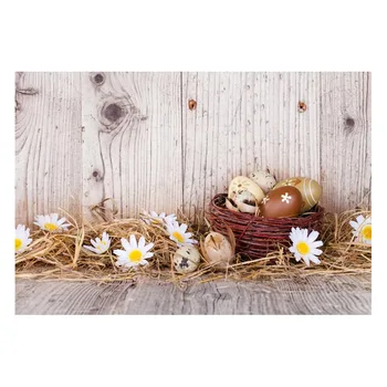 

3x5ft Photo Backdrops Easter Eggs Wood Daisy Egg Real Professional Withered Grass Children Photography Wood Backgrounds Backdrop