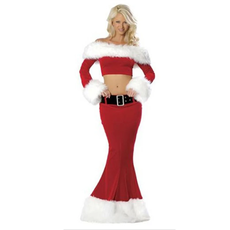 

Plus Size New Year Christmas Costume for Women Red Sexy Dress Adult Female Fancy Cosplay + Skirts Santa New Fashion Fancy Dress