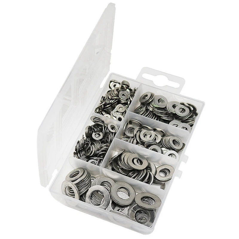 660 Pcs/Set M3 M4 M5 M6 M8 M10 Washer Spacers Stainless Steel Flat Washer Plain Gasket Spacers Kit Screw Bolt Fastener