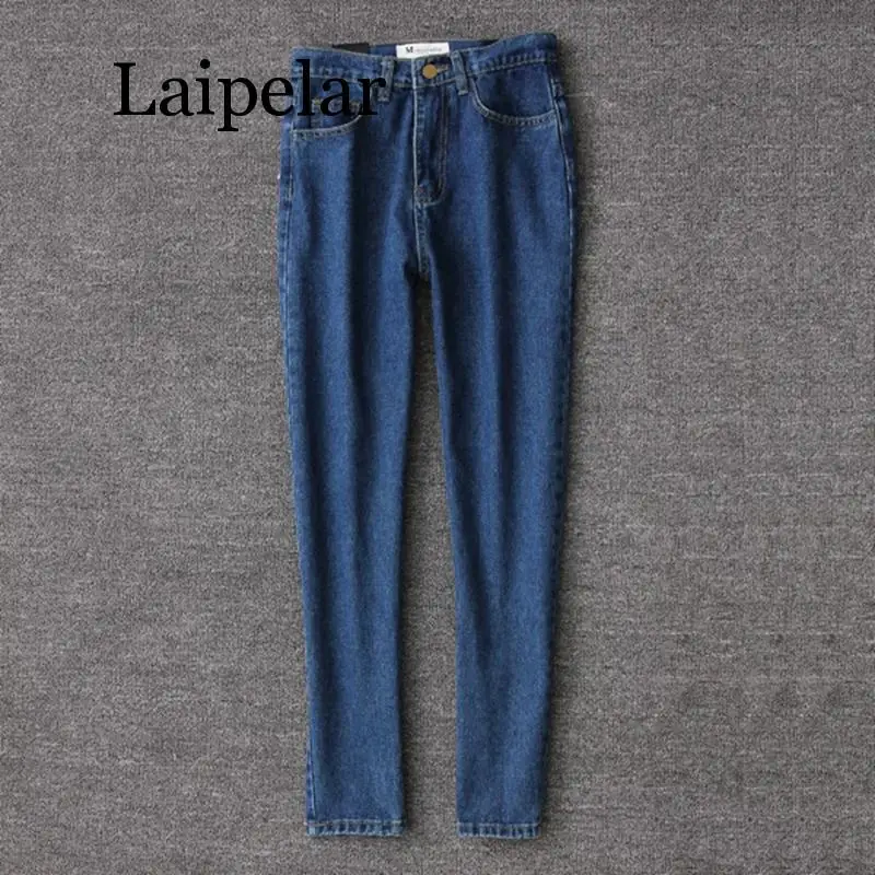 LaipelarVintage женские джинсы для женщин в стиле бойфренд мама джинсы с высокой талией синие повседневные узкие брюки Корейская уличная одежда джинсовые брюки