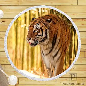 

Custom DIY Customized Microfiber Fabric tiger (1)@ Round Beach Blanket Towel Printed on Demand 150cm #19-01-28-93