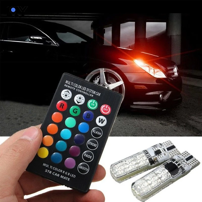 LQY T10 авто аксессуары светодиодный фары W5W RGB ABS пульты дистанционного управления