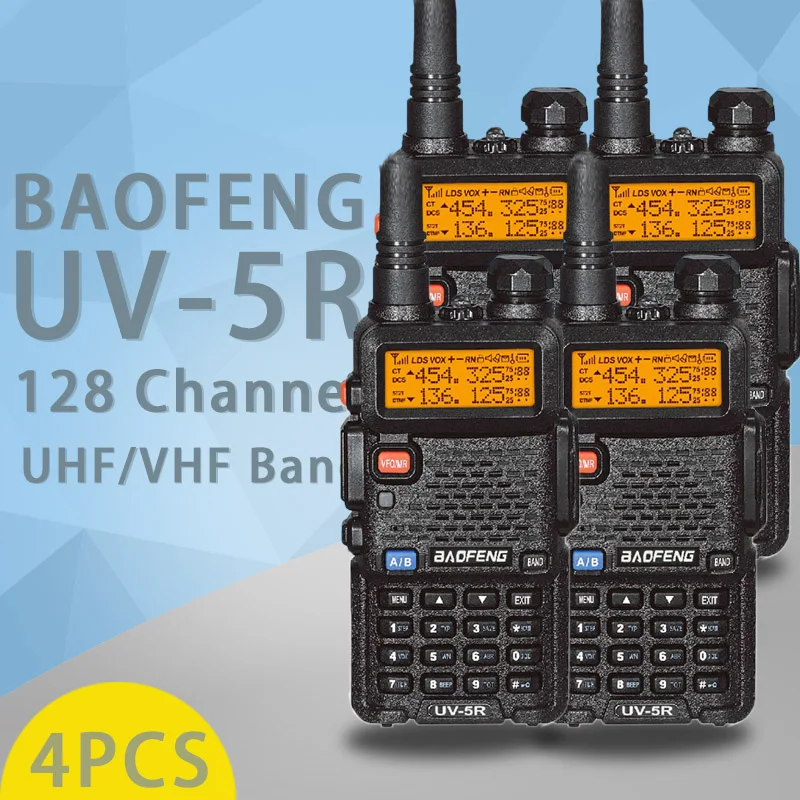 (4 PCS)Baofeng UV5R Ham Two Way Radio walkie talkie Dual-Band Transceiver (Black)