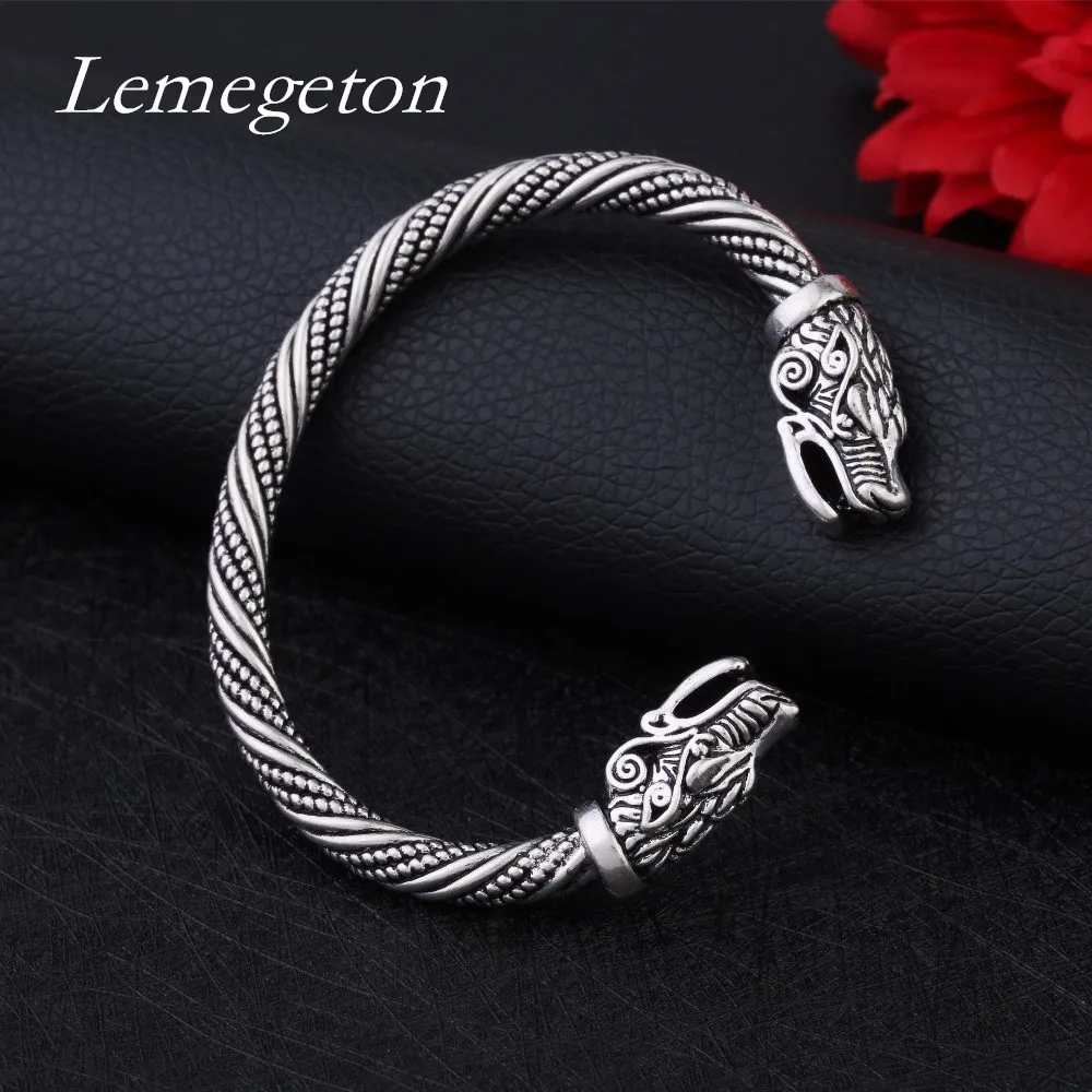 

Lemegeton Teen Wolf Head Bracelet Indian Jewelry Fashion Accessories Viking Bracelet Men Wristband Cuff Bracelets Women Bangles
