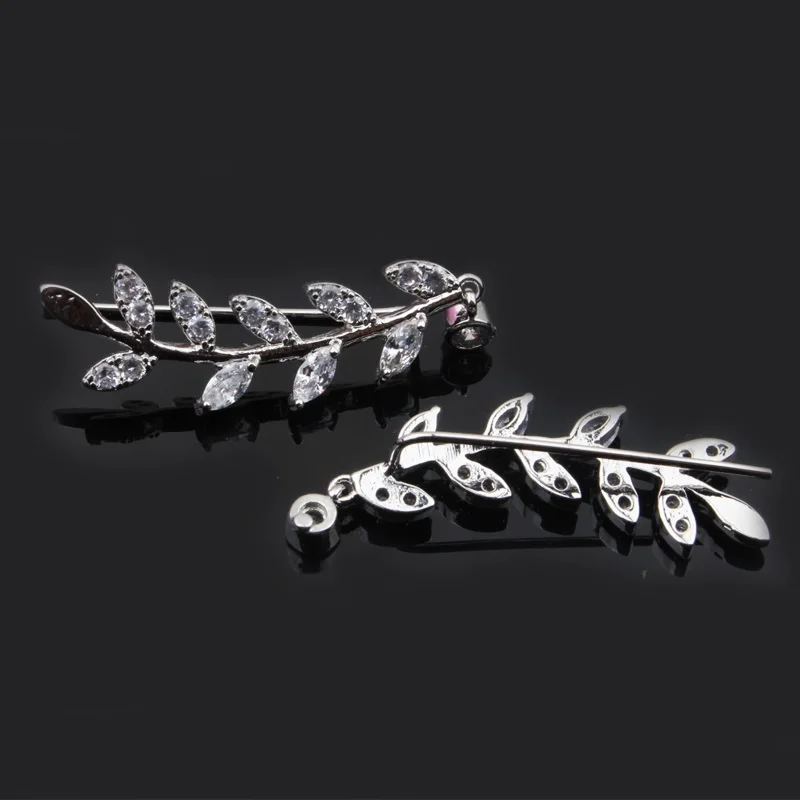 

1 Pair Crystal Leaves Ear Cuff Clip Earrings Piercing Leaves Ear Crawler Earring Fashion For Women Wedding Party Jewelry