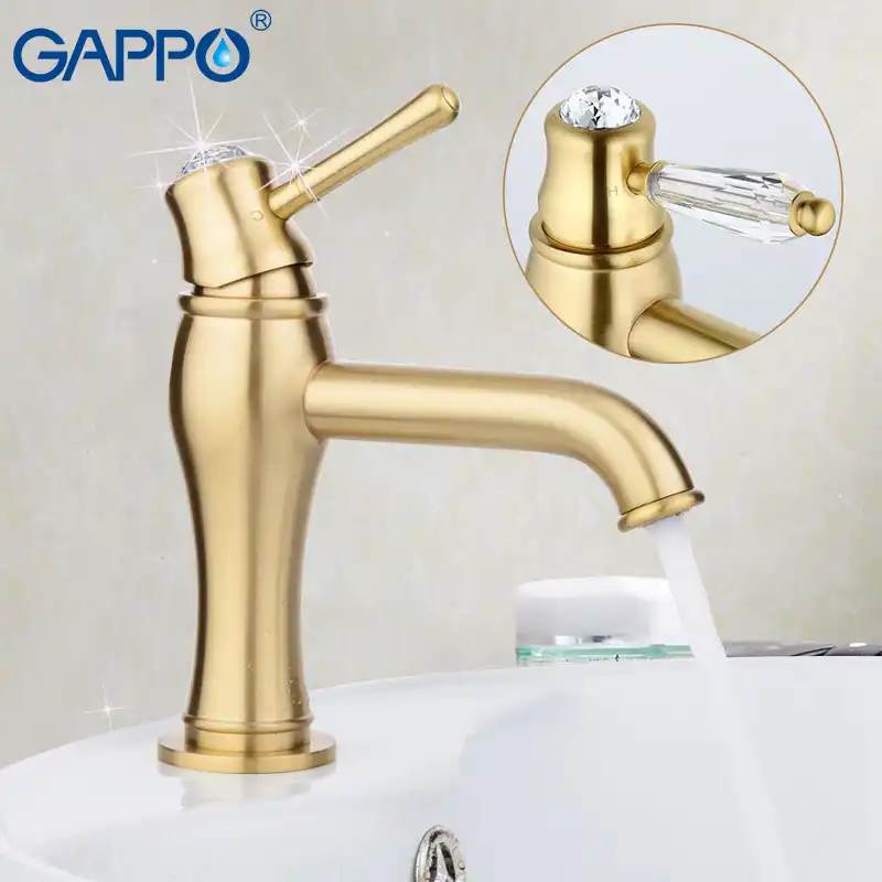 Gappo Crystal Water Mixer Brass Bathroom Sink Faucet Tap Basin Gold Waterfall G1097 1097 4