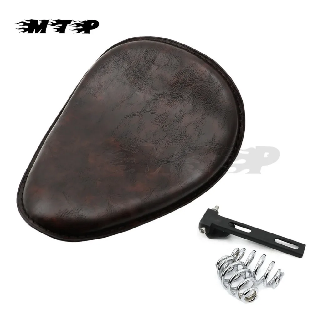 

Motorcycle Brown 3" Solo Seat Spring Bracket Seat Cover For Chopper Bobber Custom Harley Sportster Yamaha Virago XS XJ XV Honda