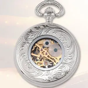 Модные часы новые винтажные серебряные Механические мужские карманные в