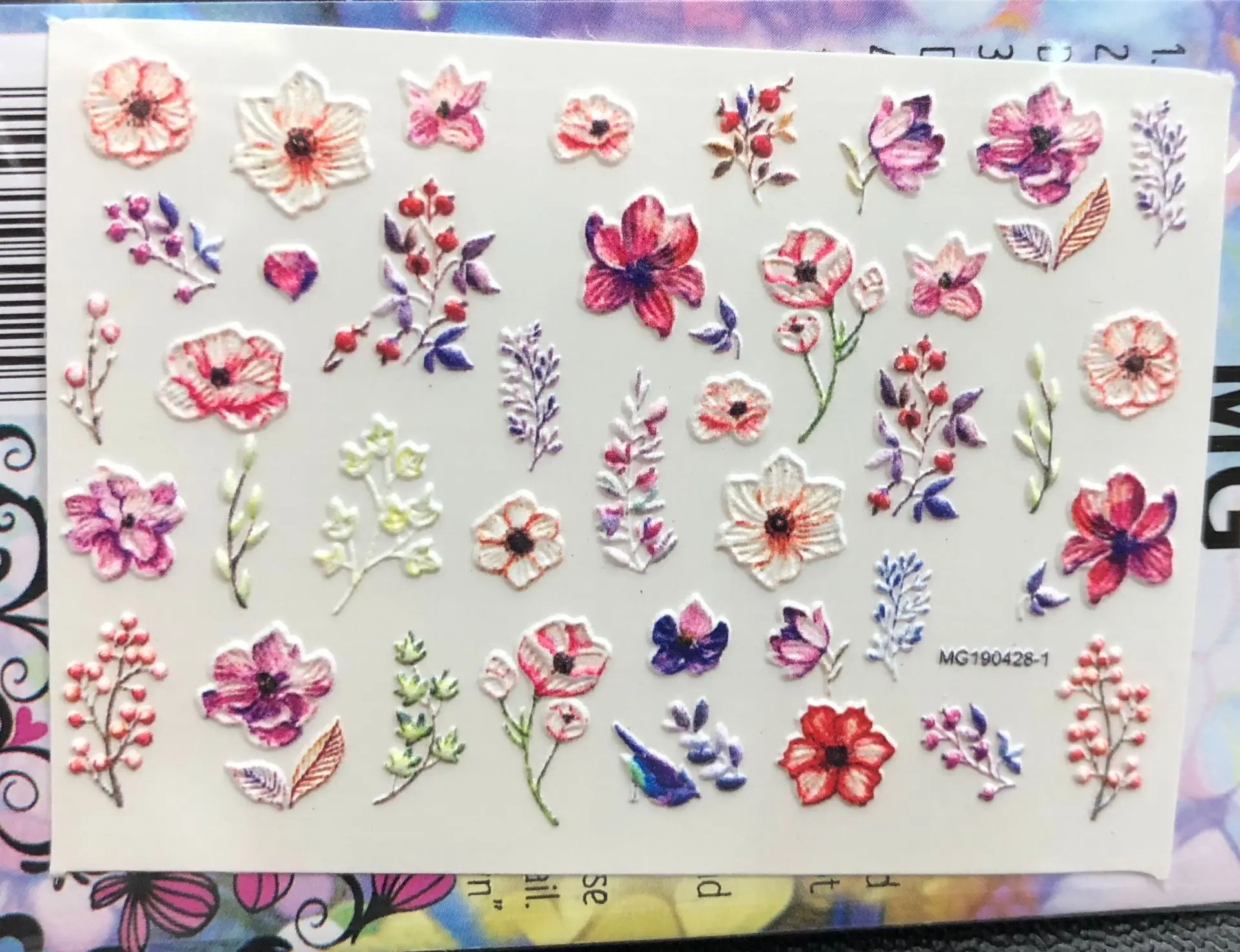 3D nail decal Floral water transfer Fashion sticker Nail wraps 3 d slide nail art#3D0004