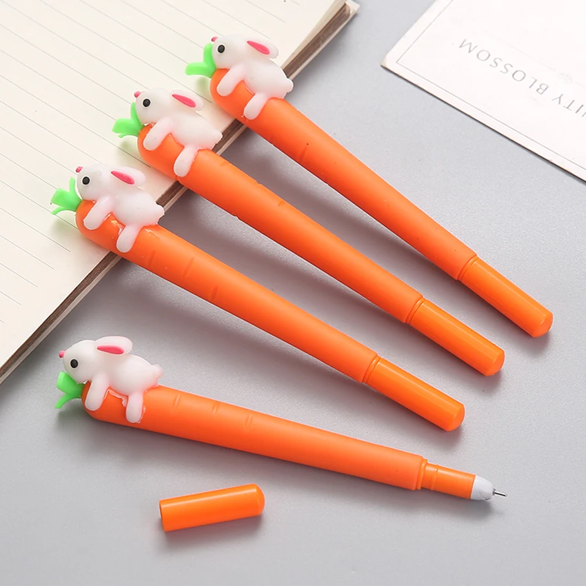 Kawaii морковка, кролик гелевая ручка, 0,5mm тонкий момент пополнения, черные чернила, полный гелевая ручка офисный Планировщик подарок для детей