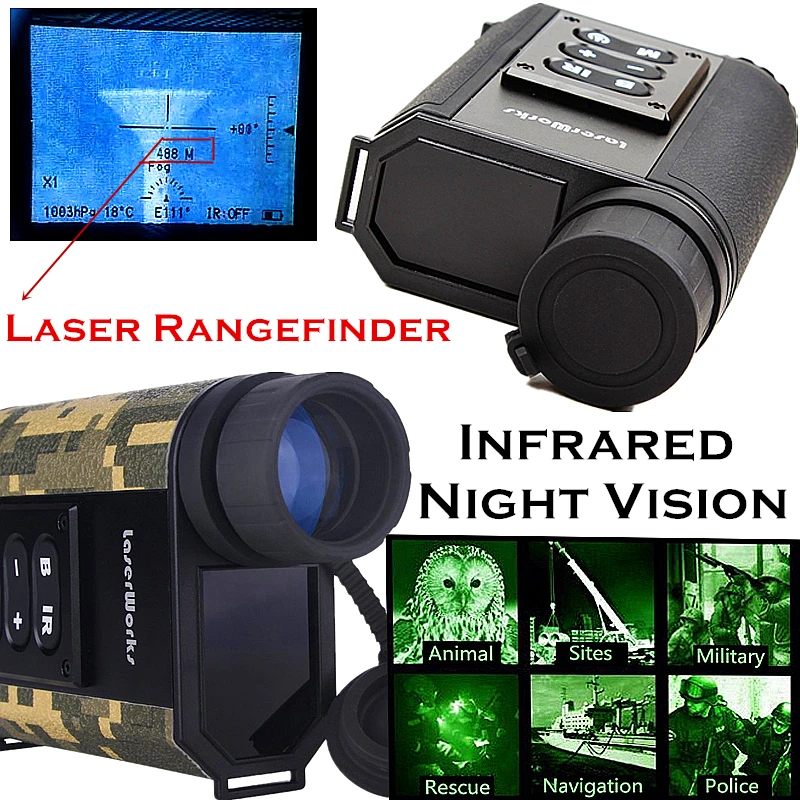 

Infrared Night vision Monocular Laser rangefinder Telescope Detective 6x Digital Hunting Night measure height speed laser meter