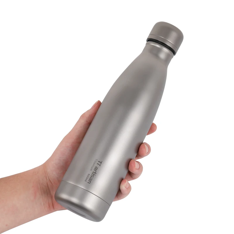 Tiartisan Titanium Cycling Water Sport bottle 500ml Lightweight Camping Drinkware with Titanium lid and Bottle coat Ta8395