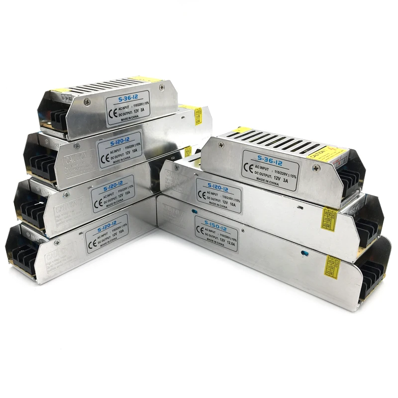 Мощность поставить Adapter12 V 24 Вольт 3 5 8,5 10 15 30 A 12 V 24 V СВЕТОДИОДНЫЙ Драйвер Трансформаторы 36 Вт 60 Вт 120W 150W 180W 200W 240W