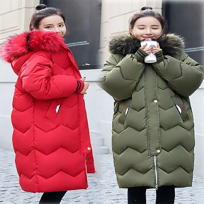 Brieuces 2018 New Winter Jackets Women Coats Big Fur Collar Hooded Down Jacket Warm Long Parkas Women Thicken Cotton Jacket