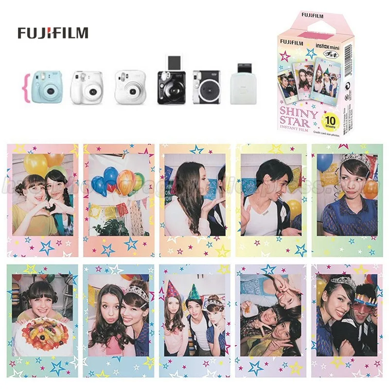 Подлинная Fuji Fujifilm Instax Mini мгновенная пленка блестящая Звезда 10 шт. для мини 9 8 7s 70 50s 50i 90 25 камер поделиться SP-1 SP-2 принтер