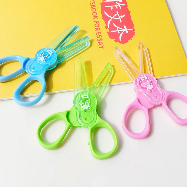 1 Piece Cartoons Mini Scissors Plastic Kindergarten Manual Round Head  Safety Kids Scissors Cute Scissors - AliExpress