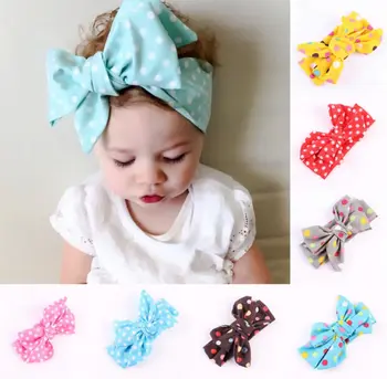 

1pc cute knit polka dot ribbon bows baby toddler hairbands headbands children hair hoop boutique tiara hair accessories for girl