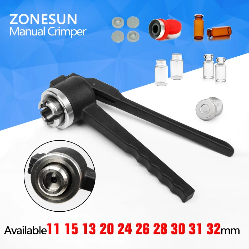 ZONESUN 13mm Rvs Handleiding Flacon Crimper Dopjes Hand Sealing Machine Tool, Crimper seals