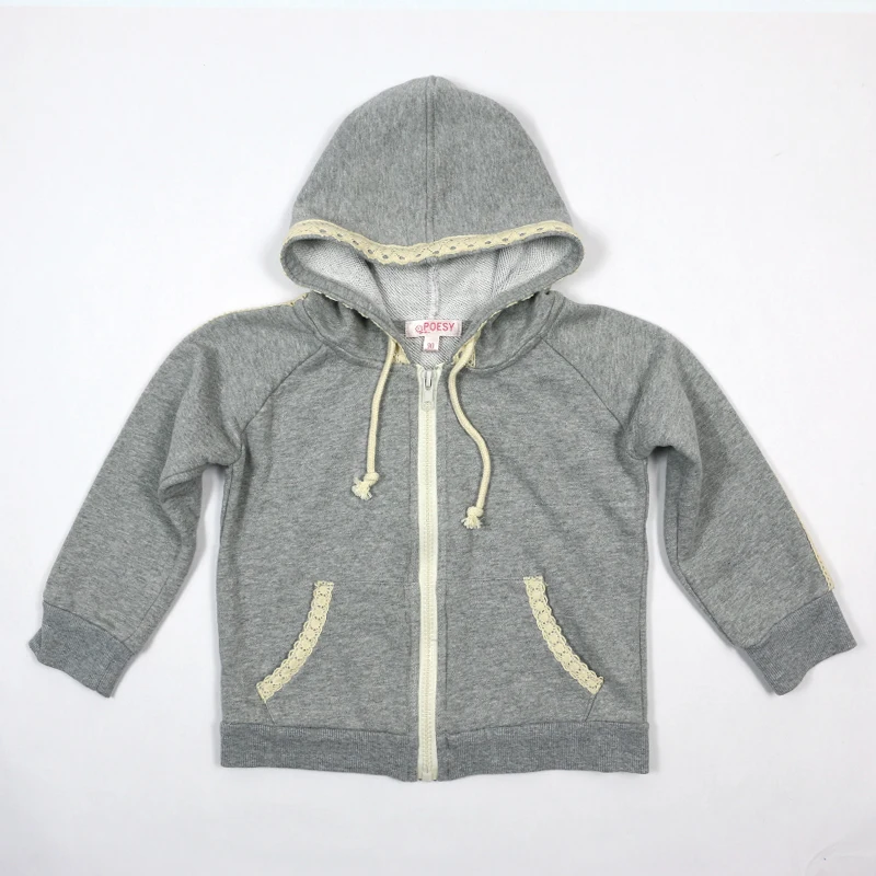 Fashion girls coats full regular zipper coats Jacket coats with pockets casual hooded collar coats gray