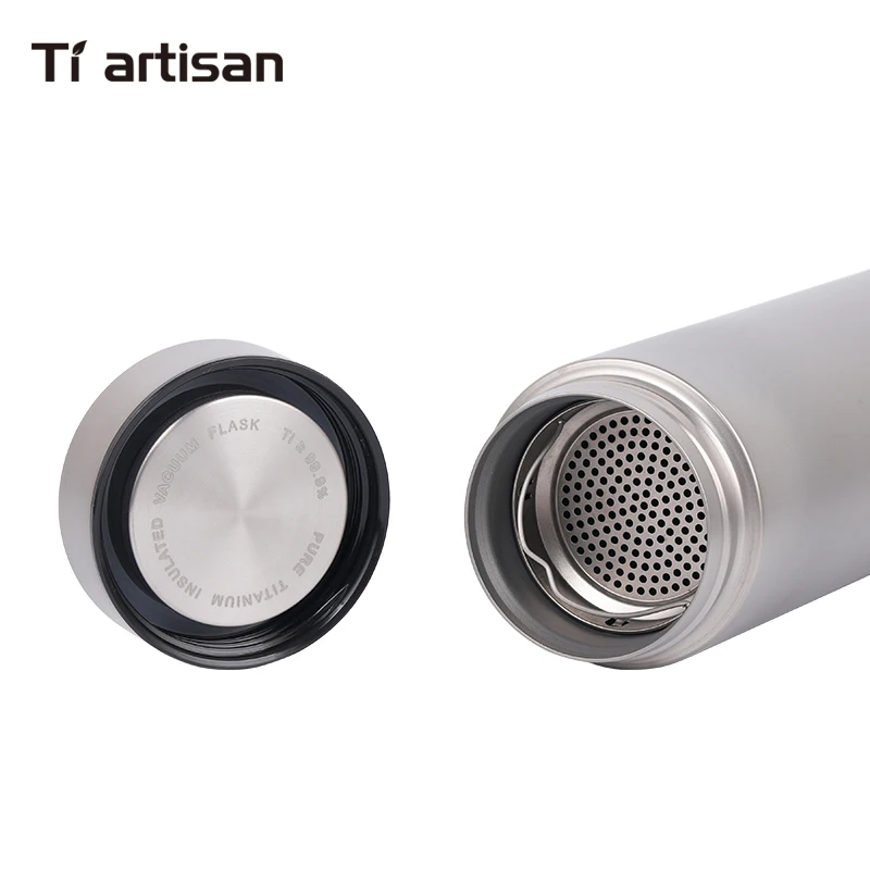 Tiartisan exterior de titanio de aislamiento termo con té Filtro de doble pared de beber hervidor de agua 400 ml Ta8401Ti