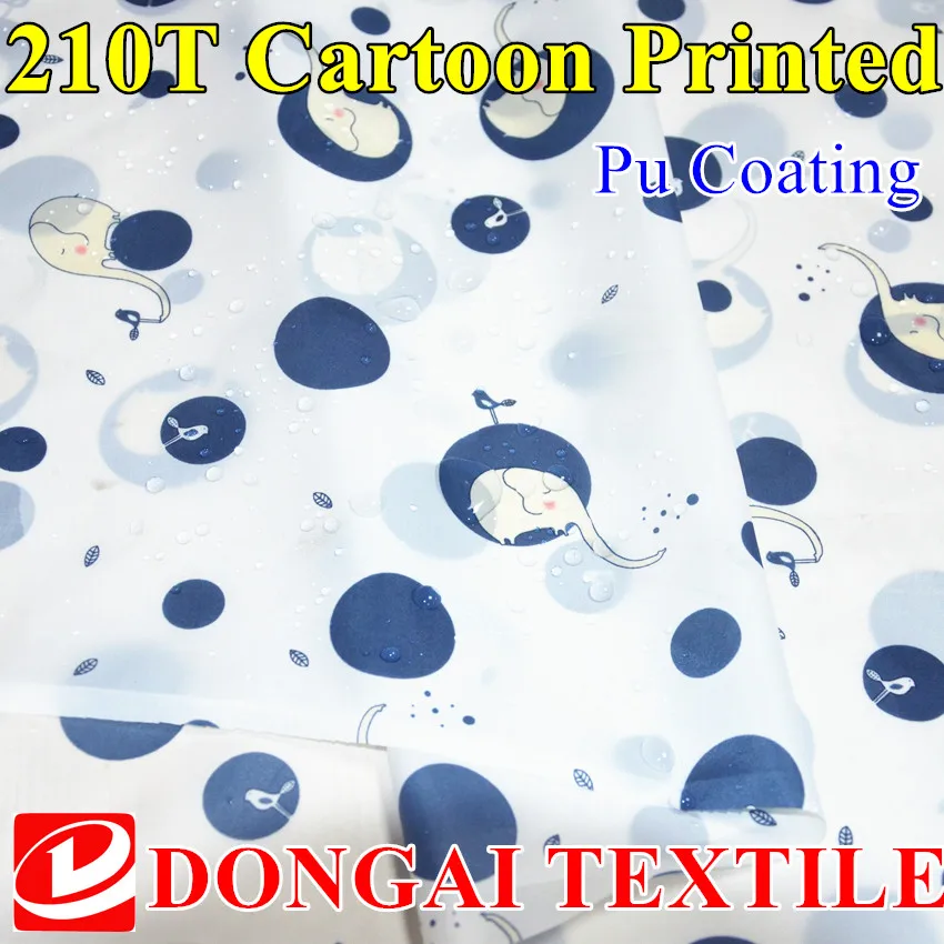 

100cm*150cm 210T Polyester Taffeta elephant cartoon printing Waterproof fabric