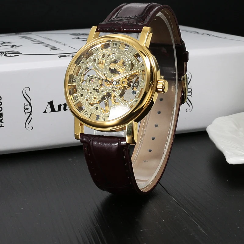 Лидирующий бренд Winner Роскошные модные повседневные мужские механические часы из нержавеющей стали часы со скелетом наручные часы для мужчин