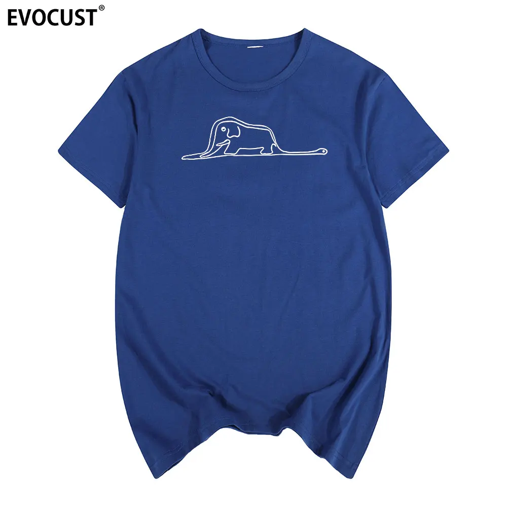 Летняя футболка с принтом Маленького принца удав и слона, хлопковая Мужская футболка, новая мужская футболка wo - Цвет: blue