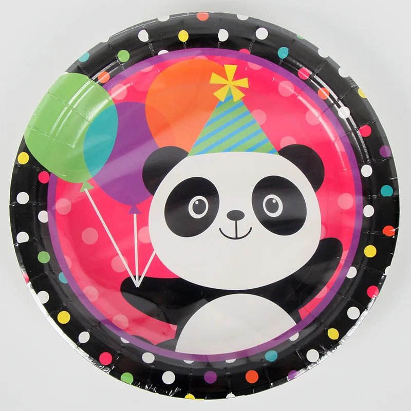Мультяшная панда Одноразовая бумажная тарелка чашка флаг баннер попкорн коробка Посуда для вечеринки в честь Дня Рождения принадлежности для декора детский душ