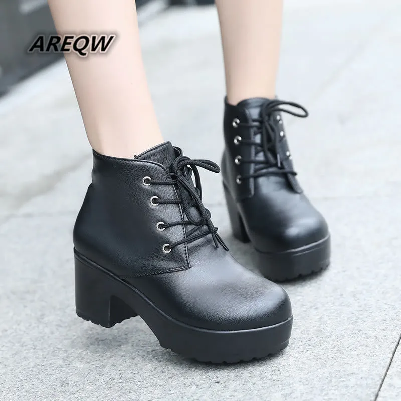 

2019 New Autumn and Winter Women's Boots PU Wild Korean Version of The Cross Straps Martin Boots Fashion Ankle Boots