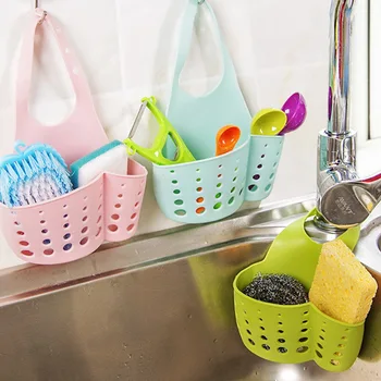

5PCS/Set Adjustable Sink Holder Hanging Basket Pink Drain Rack Sponge Holder Plastic Storage Rack Kitchen Storage & Organization
