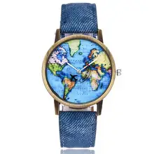 Vansvar Brand Fashion Plane World Map Denim Fabric Band Wristwatch Casual Quartz Watch Ladies Clock Relogio Feminino Gift 5/