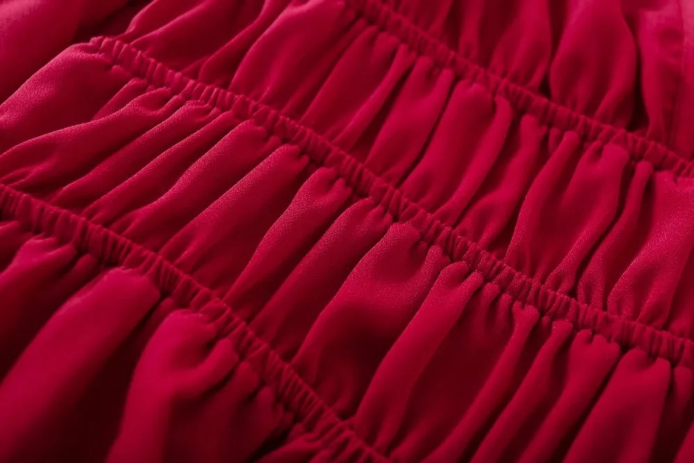 Женский красный шифоновый топ с v-образным вырезом, с рубашкой и воланами, топ с рукавами, облегающие рубашки, летние женские топы с длинными рукавами и рюшами