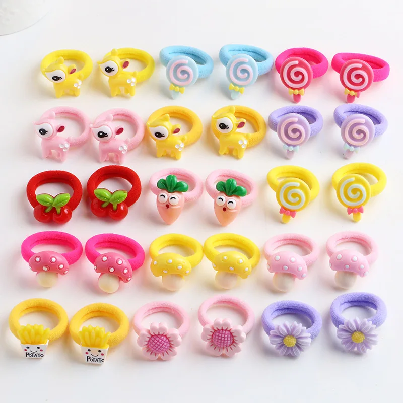 

10Pcs/Lot Little Girls Cartoon Headband Hair Ropes Candy Color Elastic Hair Bands Baby Hair Accessories