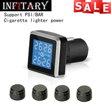 Ursprüngliche hochwertige TPMS Auto Wireless Reifendruck-kontrollsystem LCD Display 4 externe/Interne Sensor Zigarettenanzünder